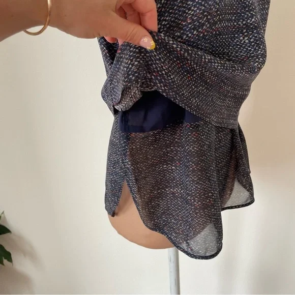 Theory Multi Tweed-Print Hodal C Silk Georgette Sleeveless Top EUC Size Small - Picture 7 of 11